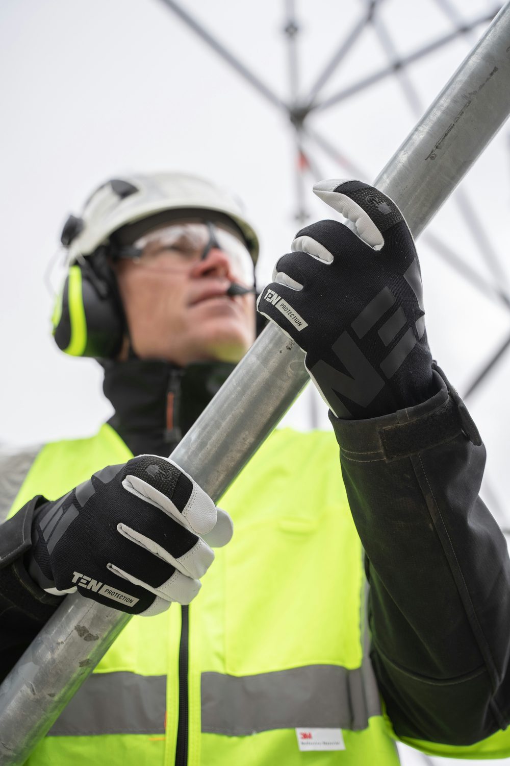 Worker using independently tested personal protective equipment.